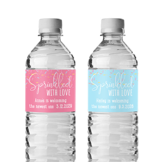 Sprinkled With Love Personalized Water Bottle Labels (Set of 12)