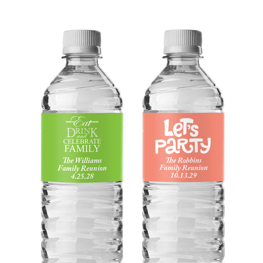 Family Reunion Personalized Water Bottle Labels (Set of 12)