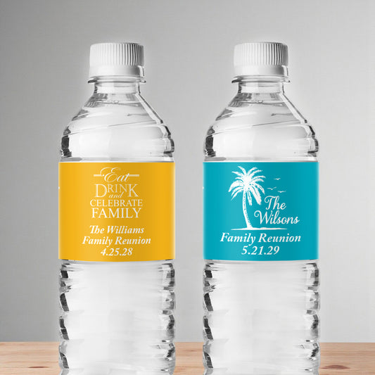 Family Reunion Personalized Water Bottle Labels (Set of 12)