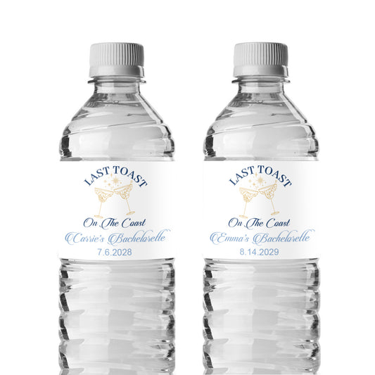 Last Toast On The Coast Personalized Water Bottle Labels (Set of 12)