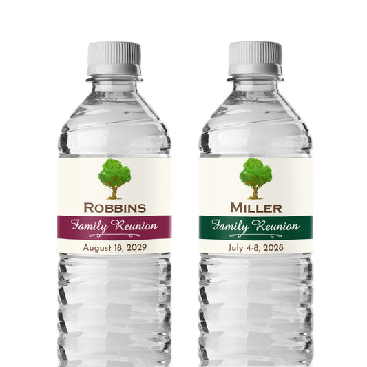 Family Reunion Tree Personalized Water Bottle Labels (Set of 12)