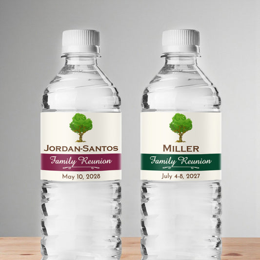 Family Reunion Tree Personalized Water Bottle Labels (Set of 12)