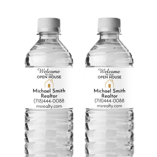 Welcome To Our Open House Personalized Water Bottle Labels (Set of 12)