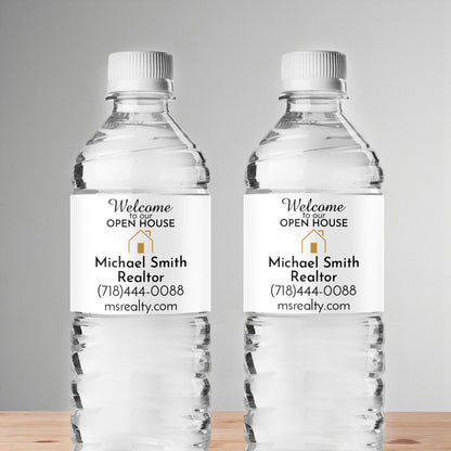 Welcome To Our Open House Personalized Water Bottle Labels (Set of 12)