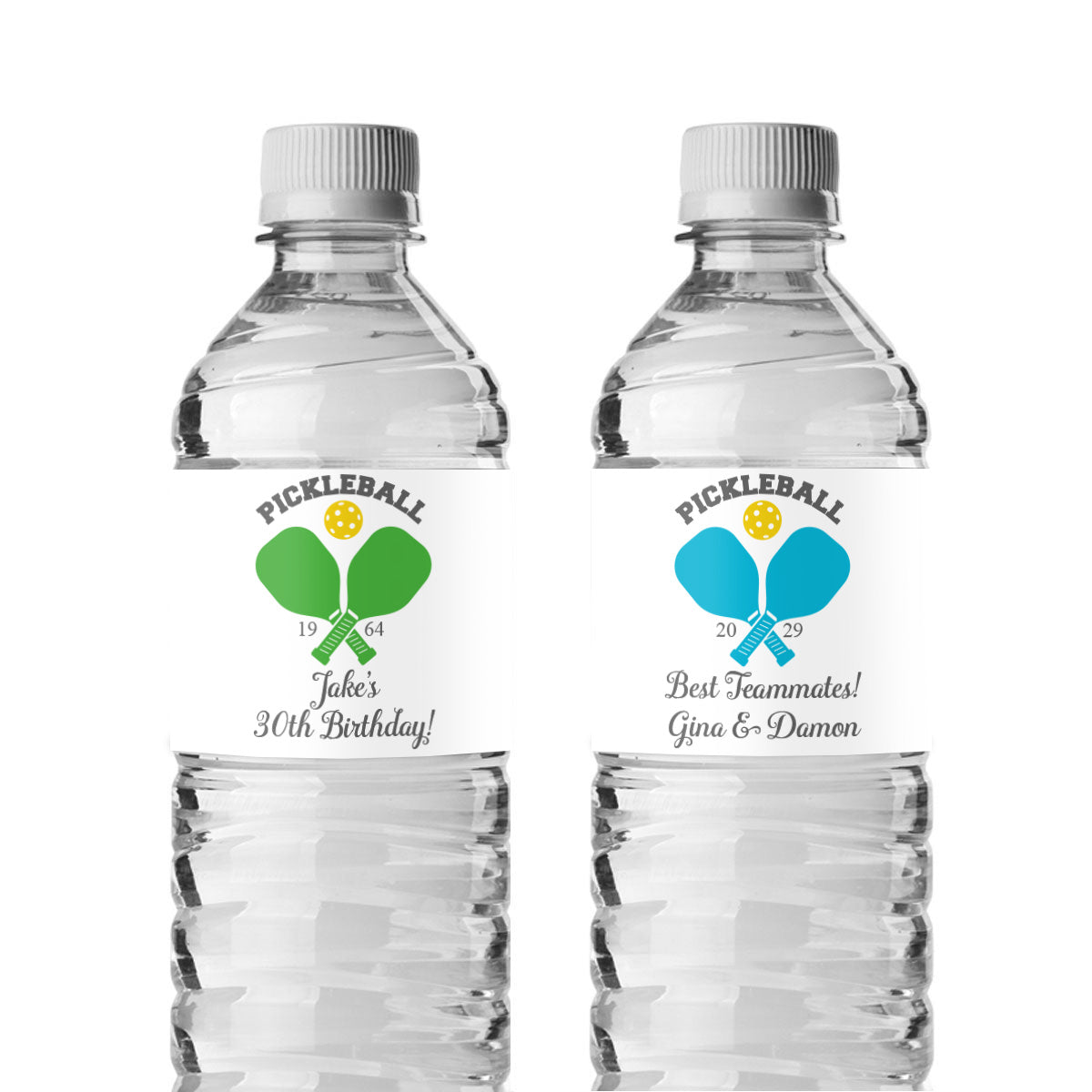 Pickleball Personalized Water Bottle Labels (Set of 12)