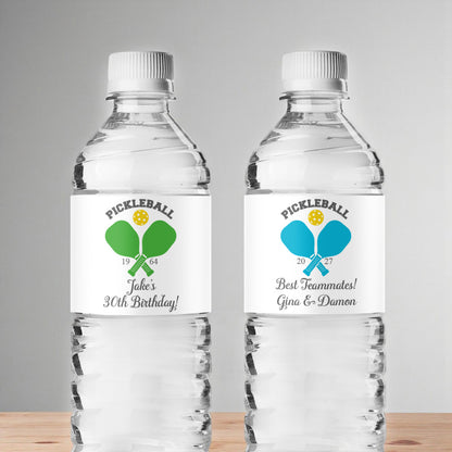 Pickleball Personalized Water Bottle Labels (Set of 12)