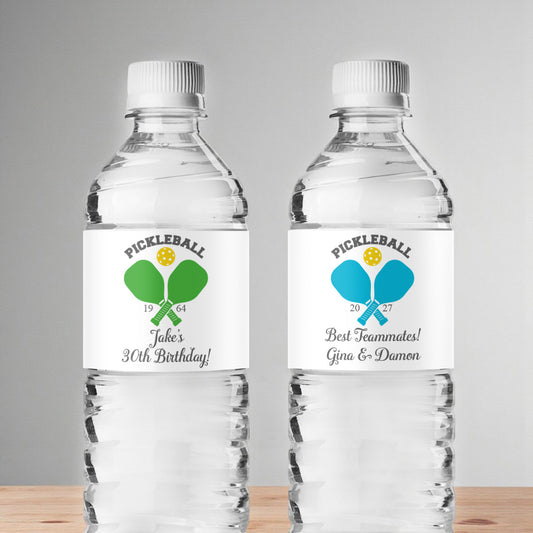 Pickleball Personalized Water Bottle Labels (Set of 12)