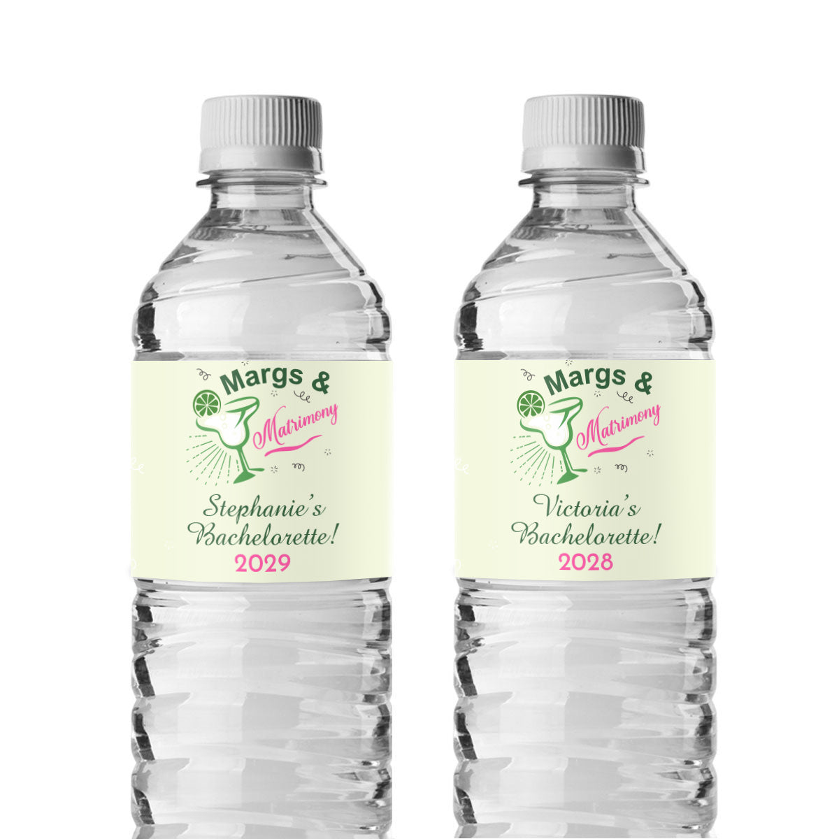 Margs & Matrimony Personalized Water Bottle Labels (Set of 12)