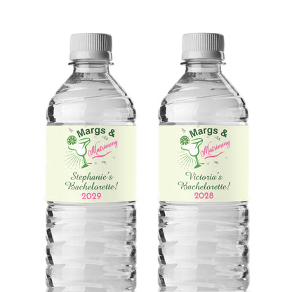 Margs & Matrimony Personalized Water Bottle Labels (Set of 12)