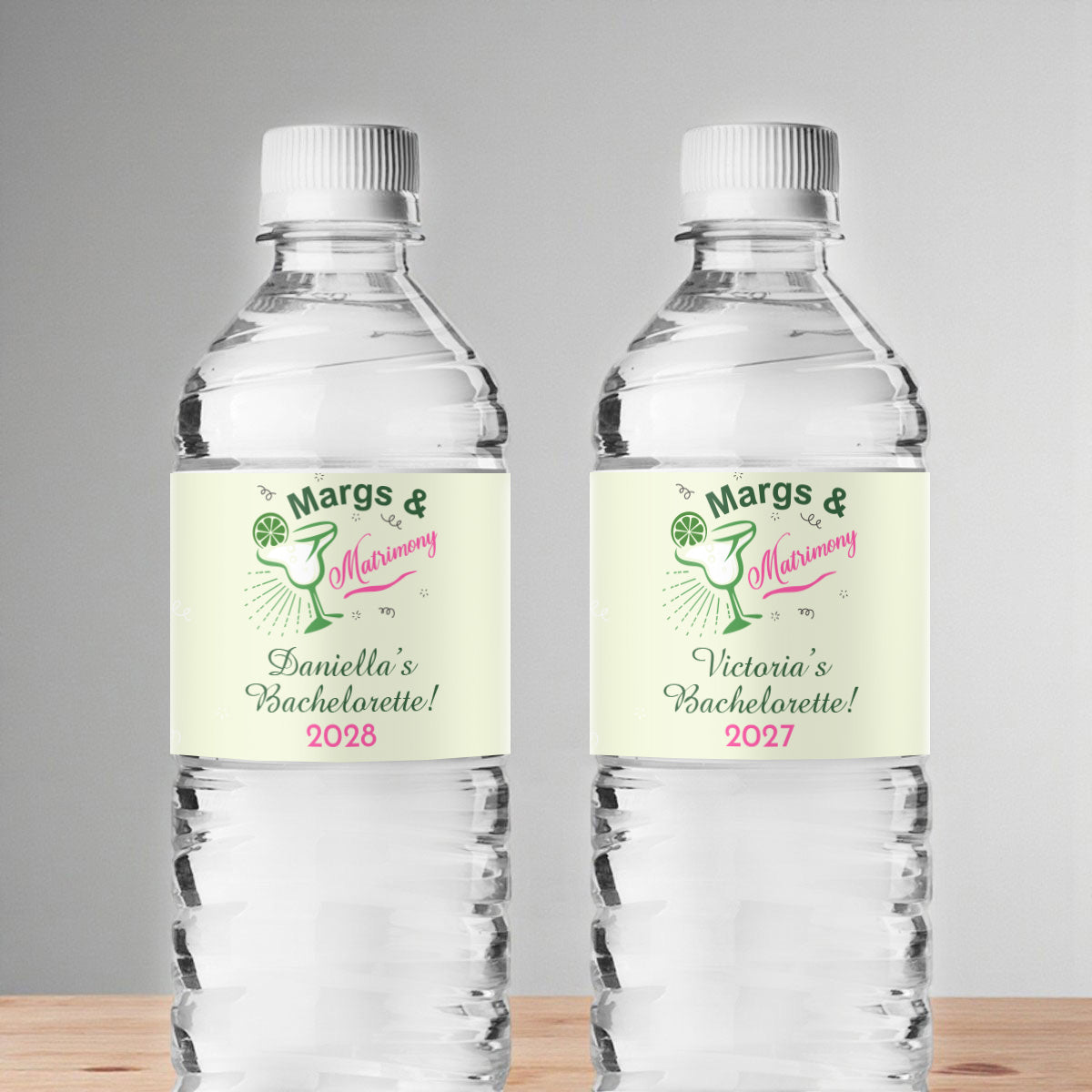 Margs & Matrimony Personalized Water Bottle Labels (Set of 12)