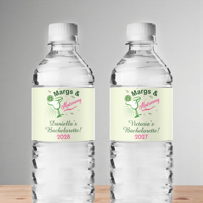 Margs & Matrimony Personalized Water Bottle Labels (Set of 12)