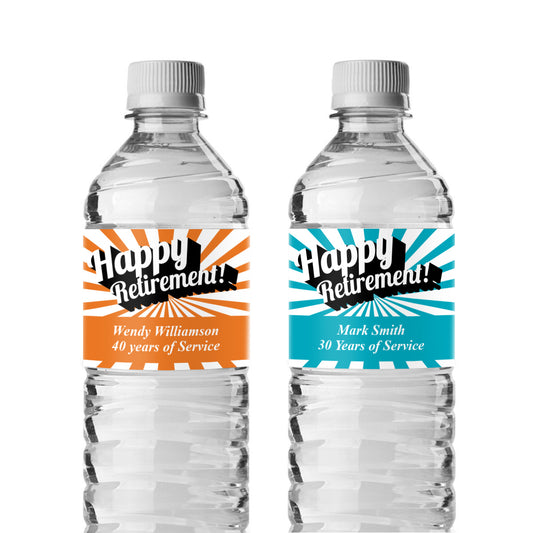 Happy Retirement Personalized Water Bottle Labels (Set of 12)