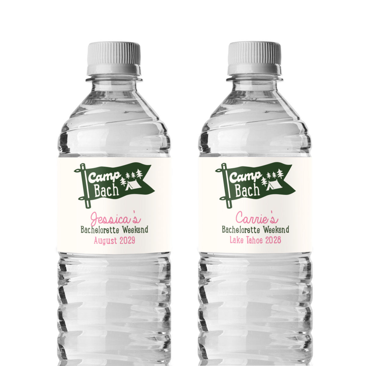 Camp Bach Personalized Water Bottle Labels (Set of 12)