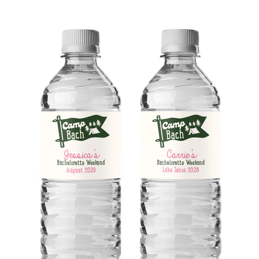 Camp Bach Personalized Water Bottle Labels (Set of 12)