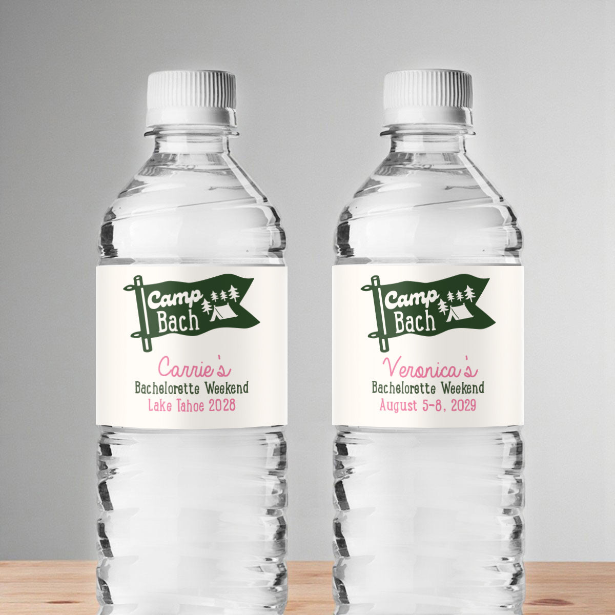 Camp Bach Personalized Water Bottle Labels (Set of 12)