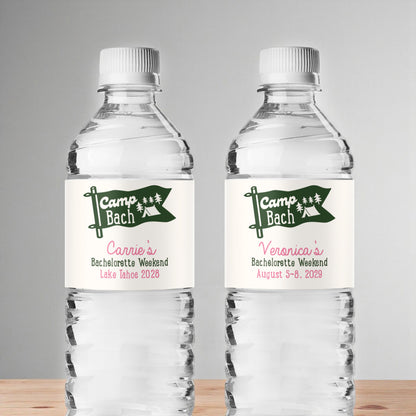 Camp Bach Personalized Water Bottle Labels (Set of 12)