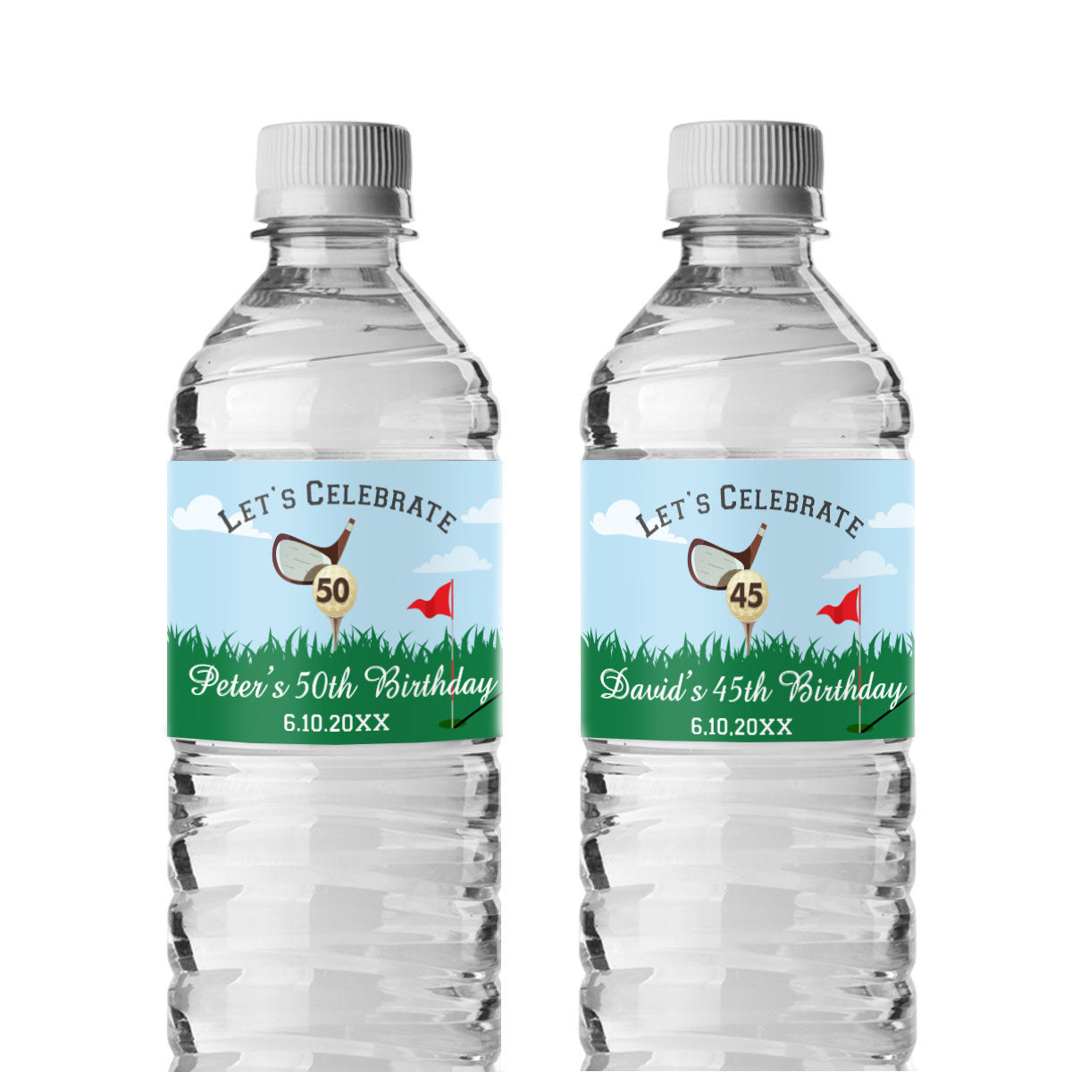 Golf Birthday Party Personalized Water Bottle Labels (Set of 12)