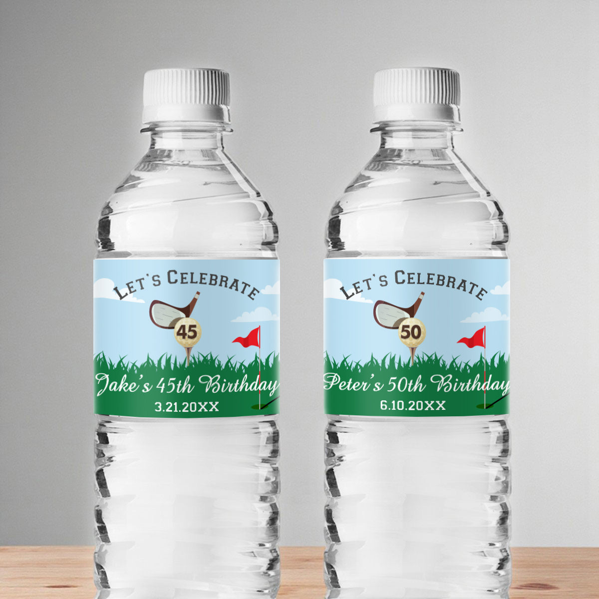Golf Birthday Party Personalized Water Bottle Labels (Set of 12)