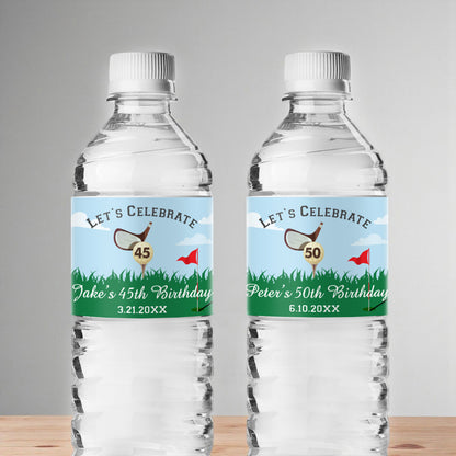 Golf Birthday Party Personalized Water Bottle Labels (Set of 12)
