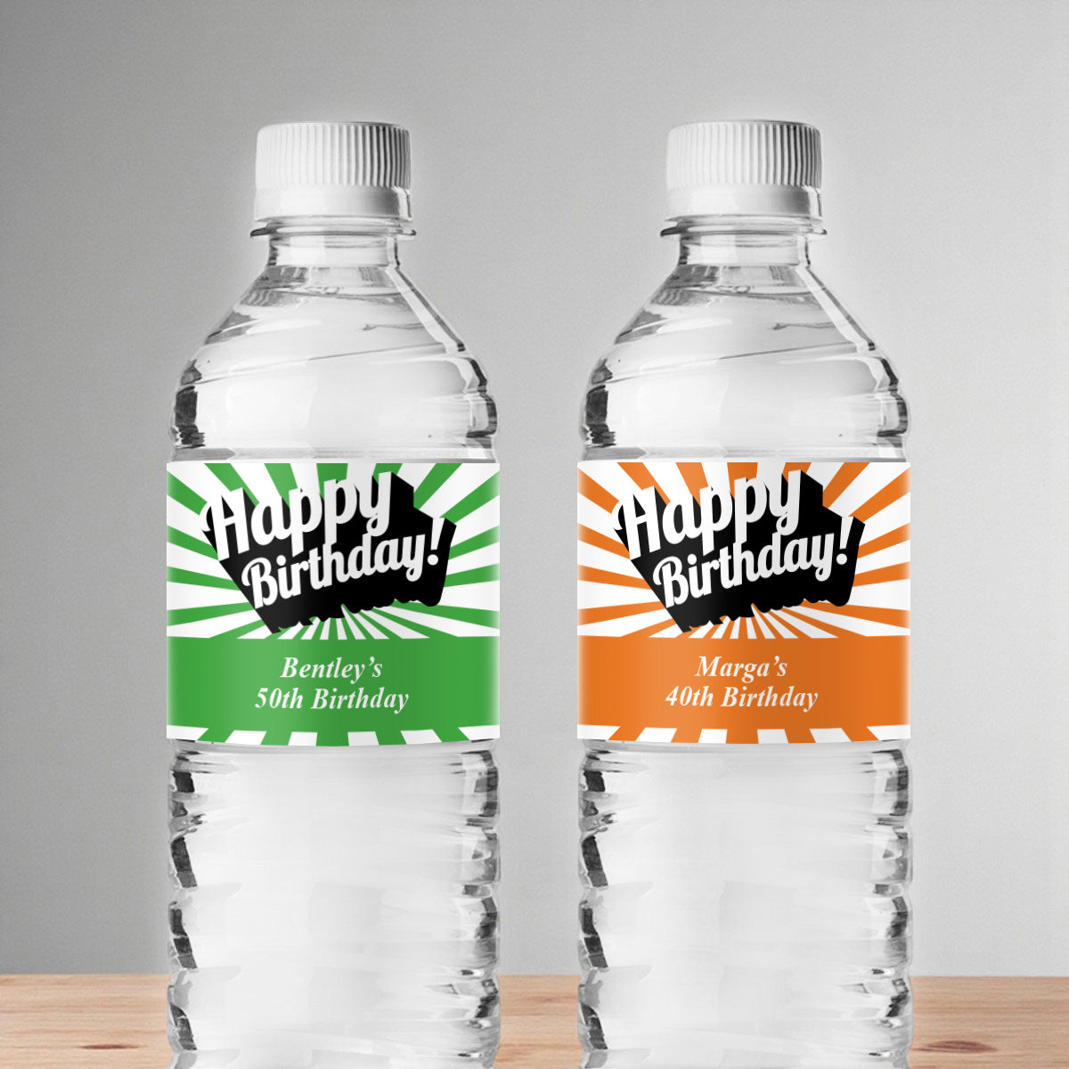 Happy Birthday Personalized Water Bottle Labels (Set of 12)