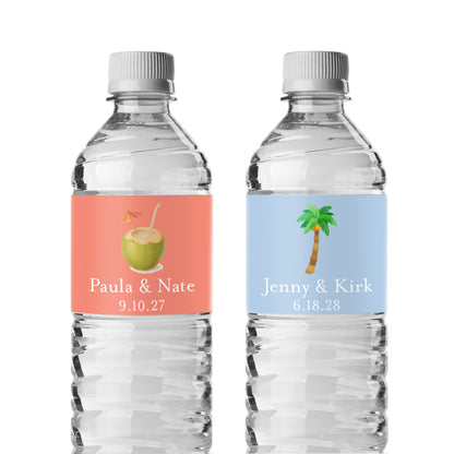 Beach Summer Personalized Water Bottle Labels (Set of 12)