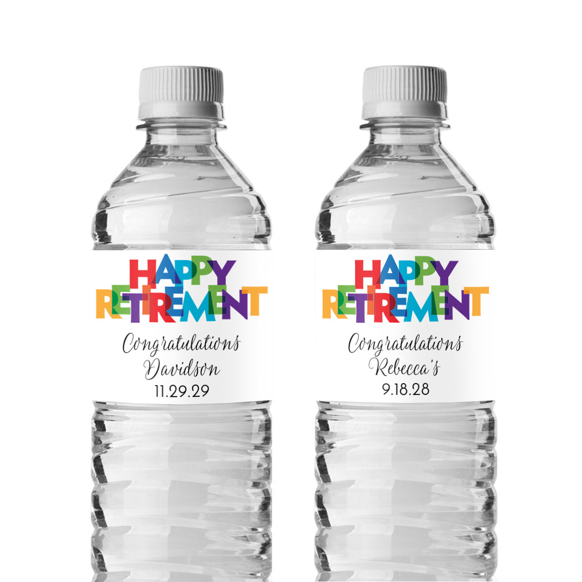 Happy Retirement Personalized Water Bottle Labels (Set of 12)