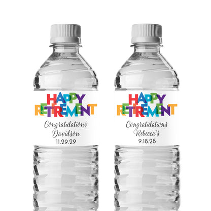 Happy Retirement Personalized Water Bottle Labels (Set of 12)