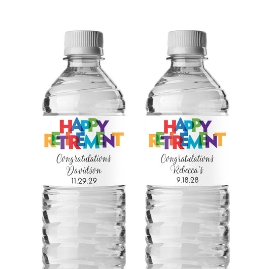 Happy Retirement Personalized Water Bottle Labels (Set of 12)
