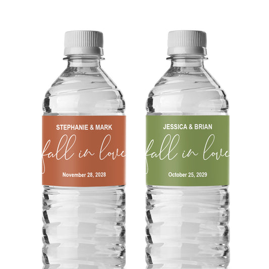 Fall In Love Personalized Water Bottle Labels (Set of 12)