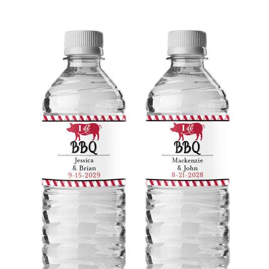 I Do BBQ Personalized Water Bottle Labels (Set of 12)