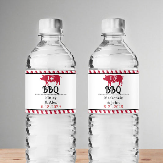 I Do BBQ Personalized Water Bottle Labels (Set of 12)