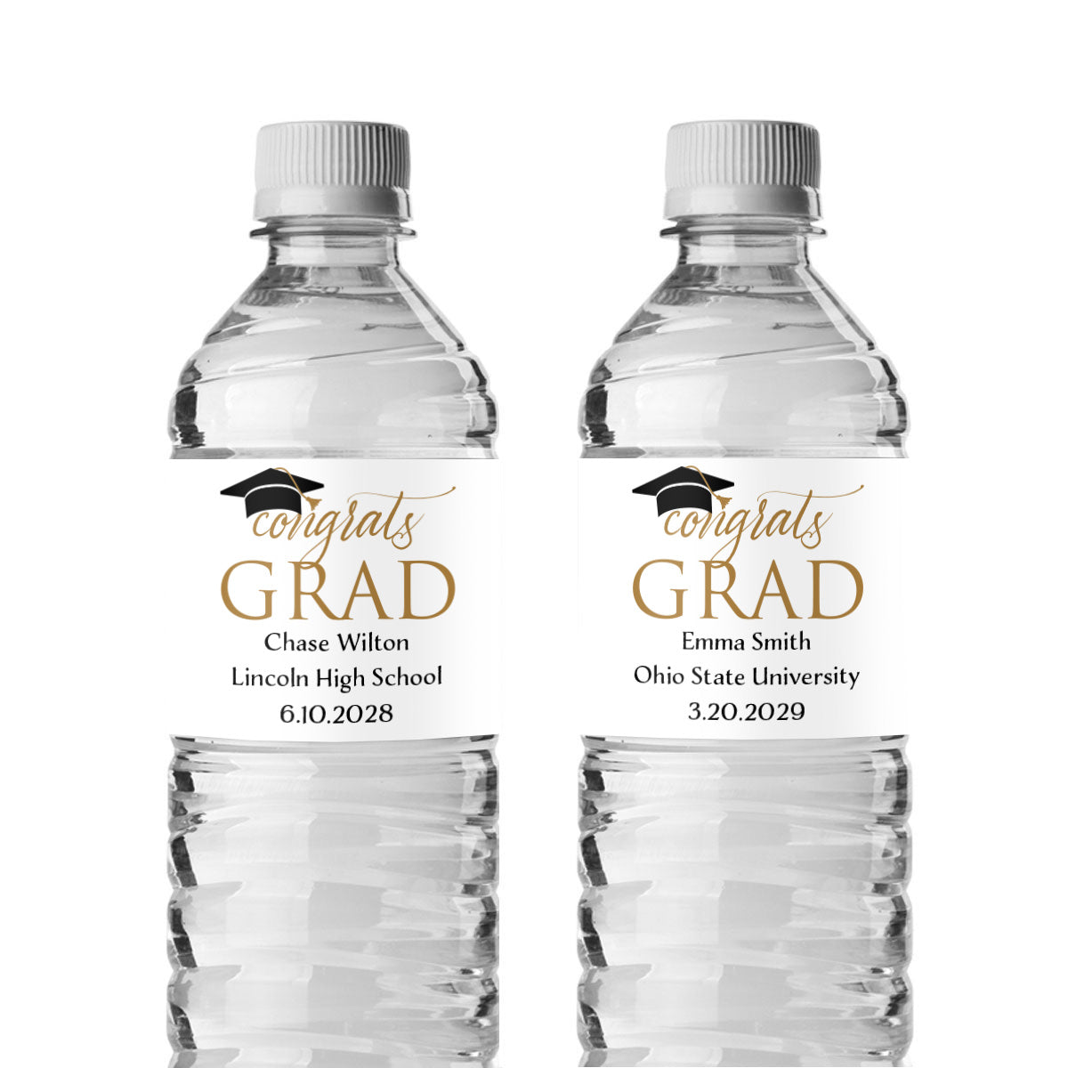 Congrats Grad Personalized Water Bottle Labels (Set of 12)