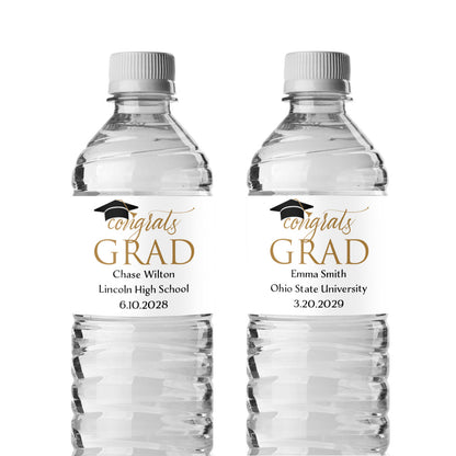 Congrats Grad Personalized Water Bottle Labels (Set of 12)