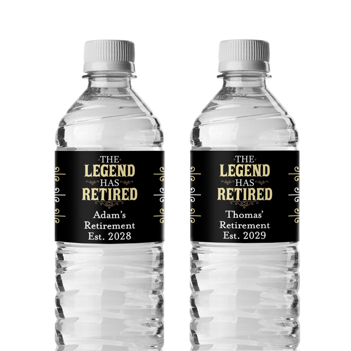The Legend Has Retired Personalized Water Bottle Labels (Set of 12)