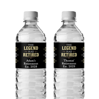The Legend Has Retired Personalized Water Bottle Labels (Set of 12)