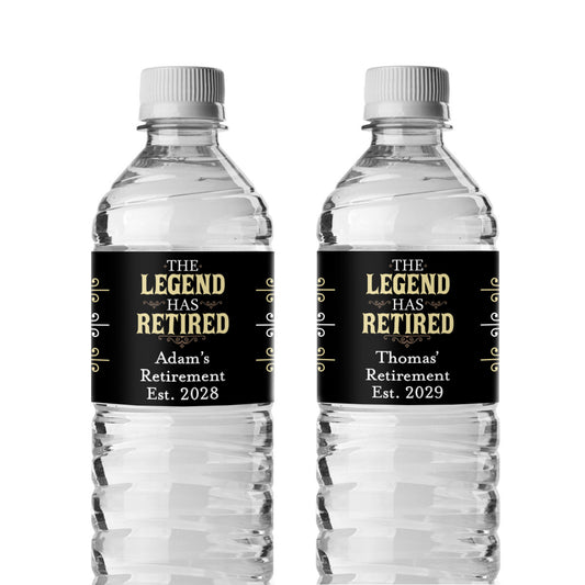 The Legend Has Retired Personalized Water Bottle Labels (Set of 12)