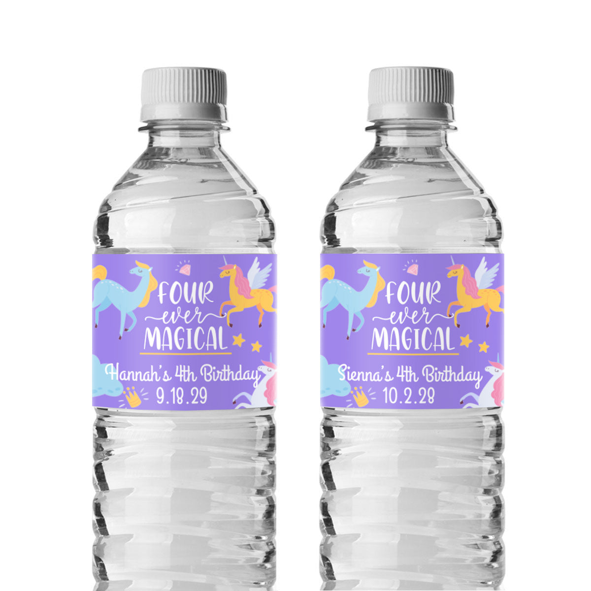 Four-Ever Magical Personalized Water Bottle Labels (Set of 12)