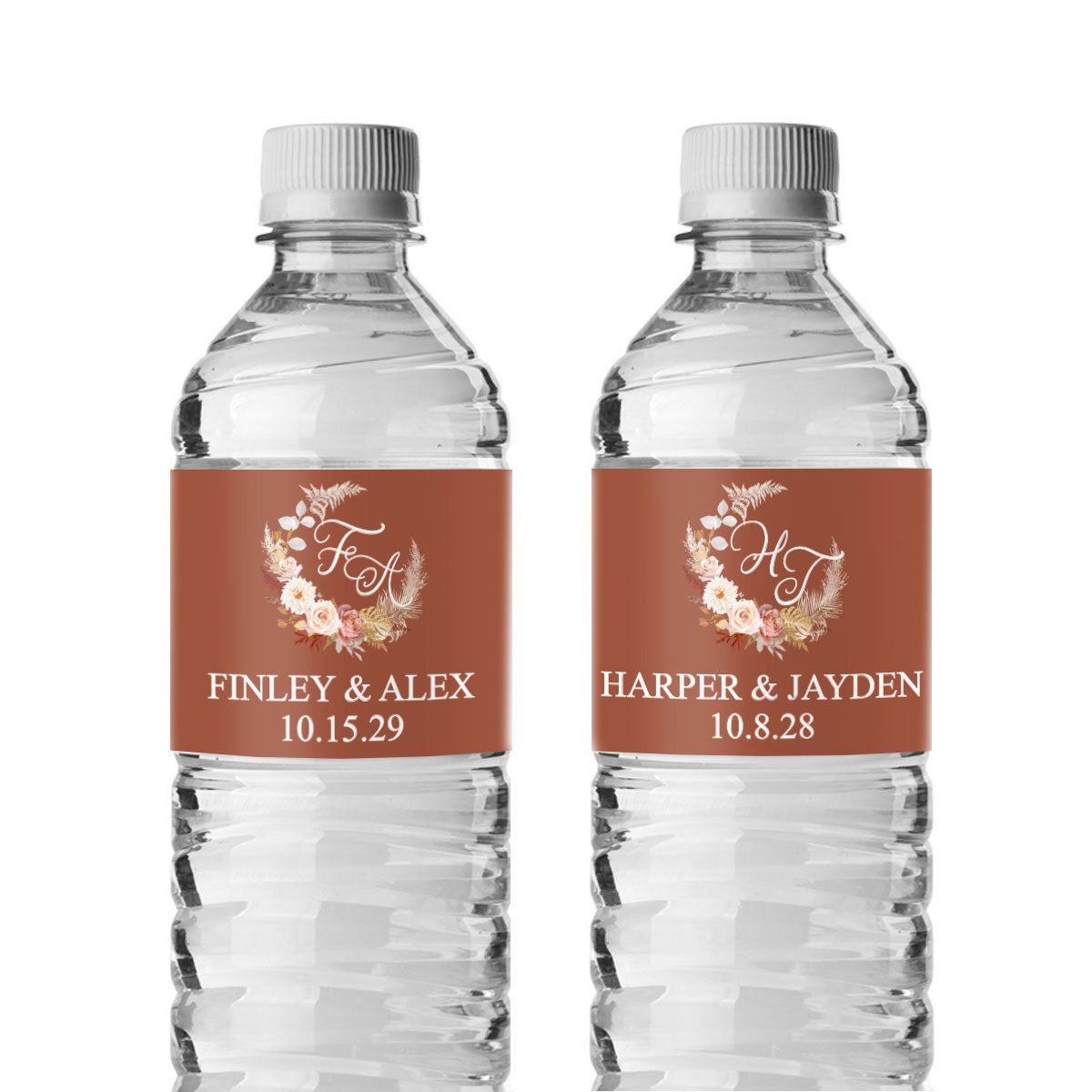 Fall Wreath Personalized Water Bottle Labels (Set of 12)