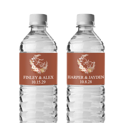 Fall Wreath Personalized Water Bottle Labels (Set of 12)