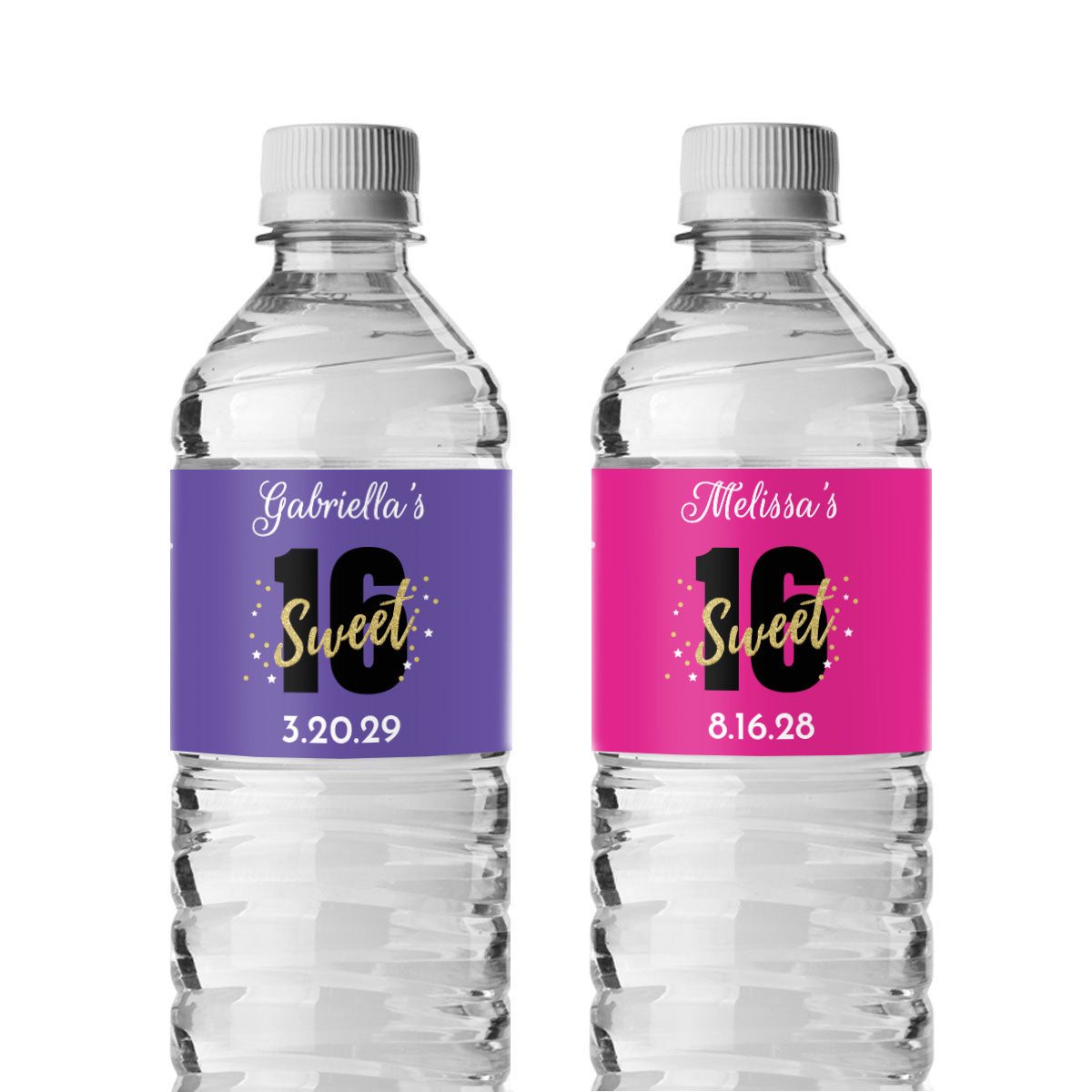 Sweet 16 Personalized Water Bottle Labels (Set of 12)