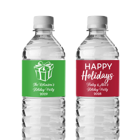Holiday Personalized Water Bottle Labels (Set of 12)