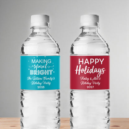 Holiday Personalized Water Bottle Labels (Set of 12)