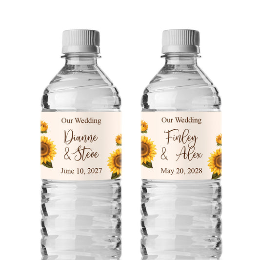 Sunflower Personalized Water Bottle Labels (Set of 12)