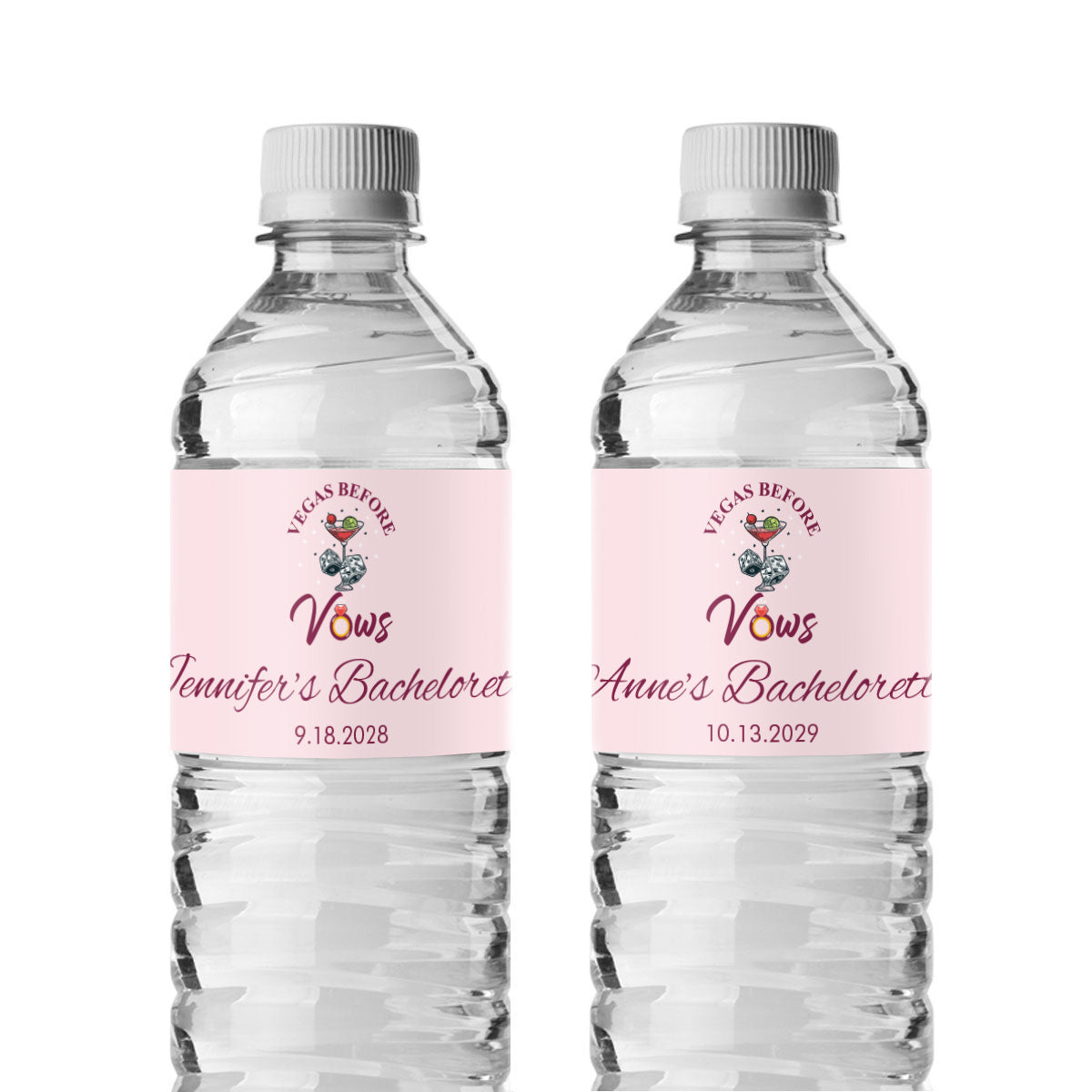 Vegas Before Vows Personalized Water Bottle Labels (Set of 12)