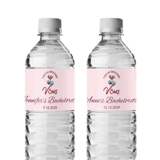 Vegas Before Vows Personalized Water Bottle Labels (Set of 12)