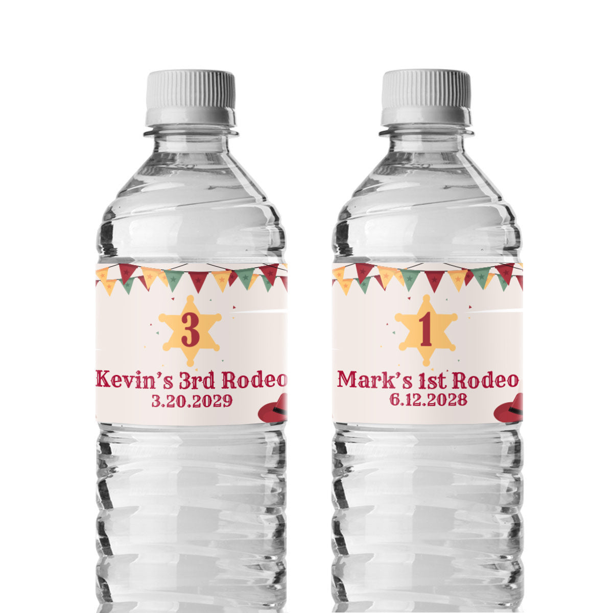 Wild West Birthday Rodeo Personalized Water Bottle Labels (Set of 12)