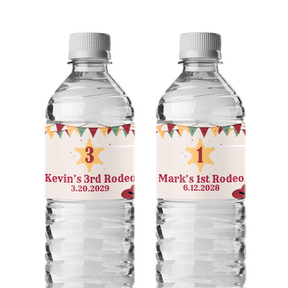 Wild West Birthday Rodeo Personalized Water Bottle Labels (Set of 12)
