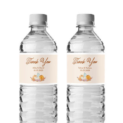 Fall Pumpkin Boho Personalized Water Bottle Labels (Set of 12)