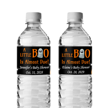 A Little Boo Is Almost Due Personalized Water Bottle Labels (Set of 12)