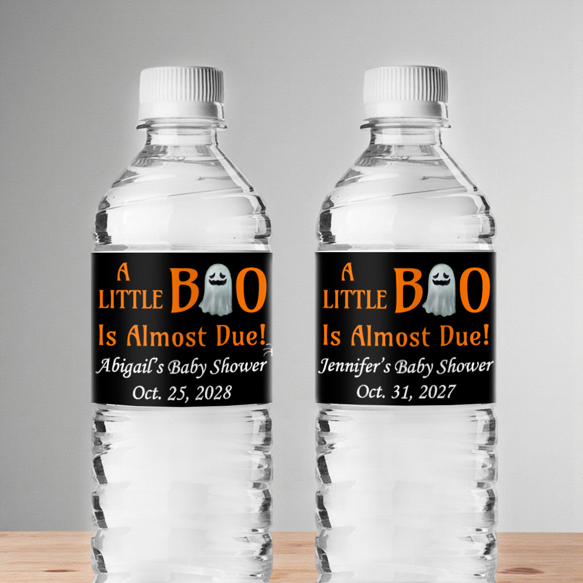 A Little Boo Is Almost Due Personalized Water Bottle Labels (Set of 12)